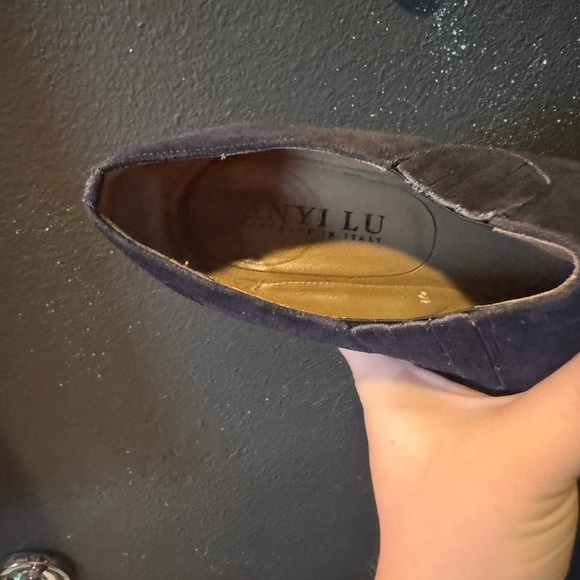 Women’s Anyi Lu Dark Blue Suede Heeled Booties Size 40/9 - Picture 8 of 9